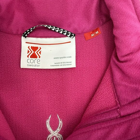 Spyder‎ Core Sweater Full Zip Jacket Medium Hot Pink Zip Pockets Ribbed Women’s - Picture 5 of 6